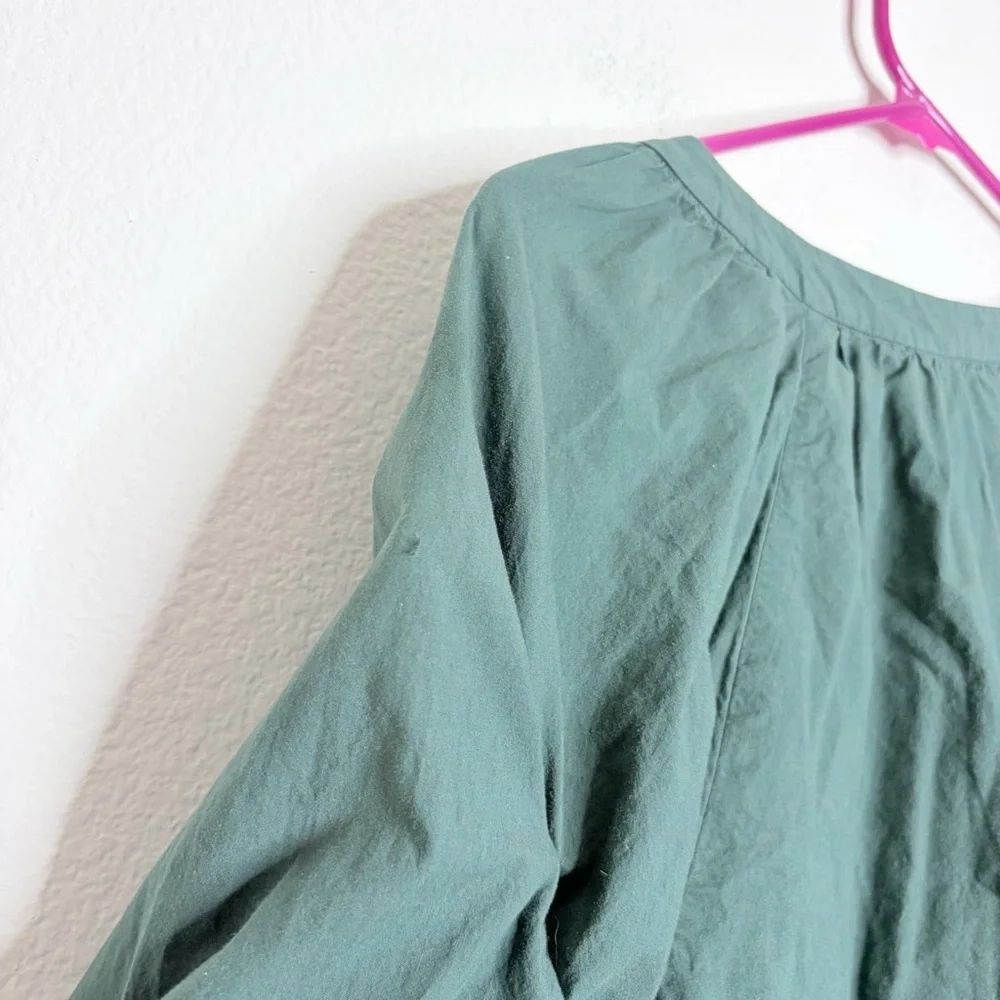 Madewell Crinkled Poplin Wrap Mini Dress, Size S, Dark Green